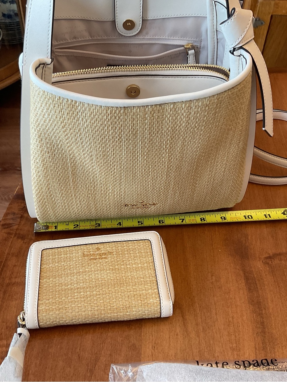 Kate Spade Straw Knott Satchel with matching wallet NWT - Picture 7 of 12